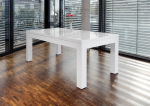 SalesFever Esstisch 180/260x90 cm weiß, hochglanz lackiert, ausziehbar mit zwei Ansteckplatten (45x90 cm), Tischplatte 45 mm